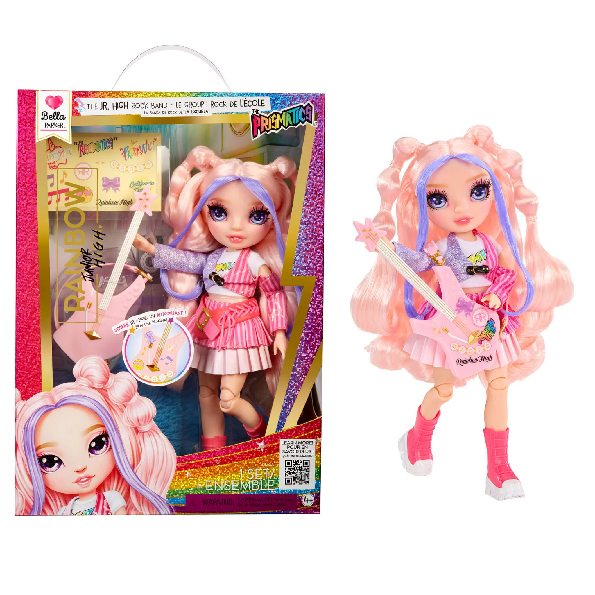Rainbow High Jr High Rock Band - Bella, Pink 9” Fashion Doll