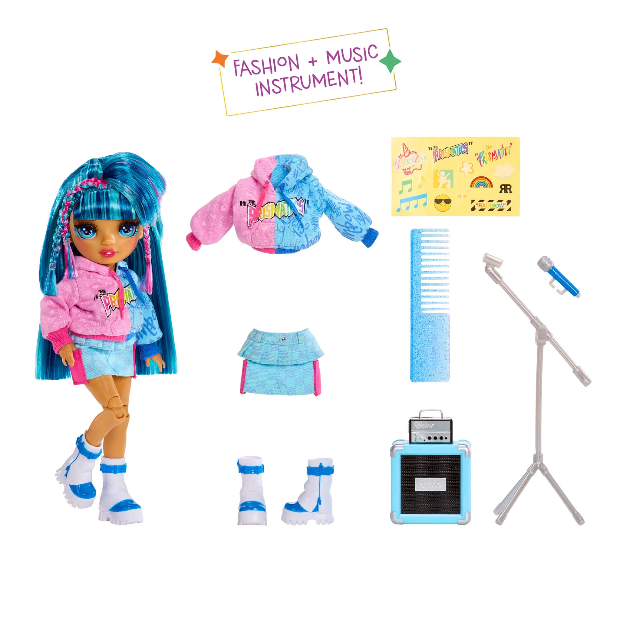Rainbow High Jr High Rock Band - Skyler, Blue 9” Fashion Doll