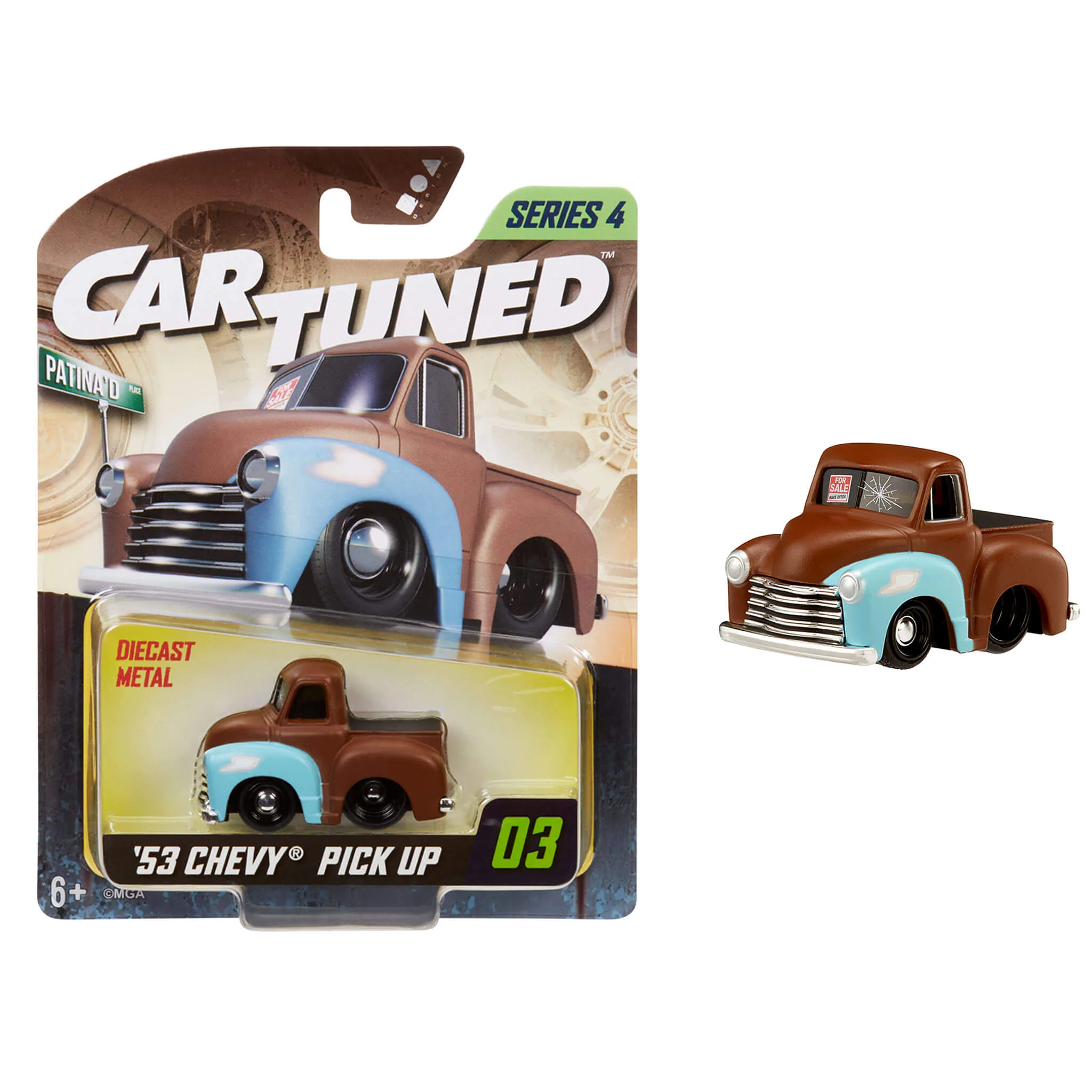 CarTuned Series 4 - 1953 Chevy Pick Up (Custom)- Rust Primer Diecast Vehicle
