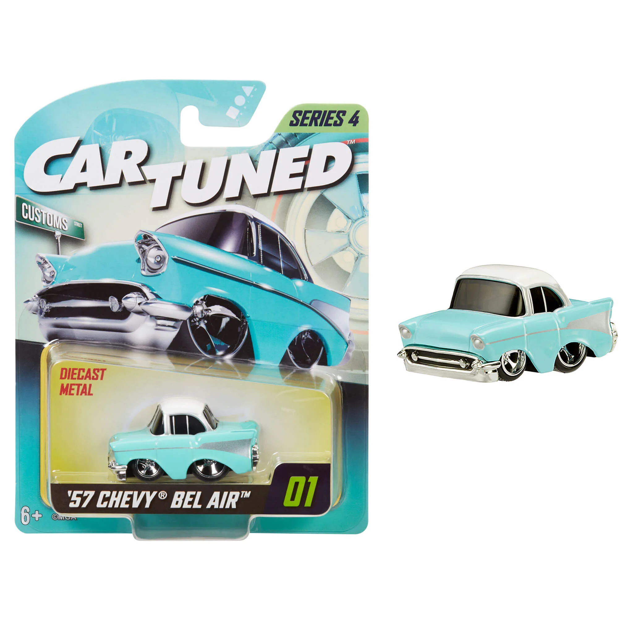 CarTuned Series 4 - 1957 Chevy Bel Air (Custom) - Sea Foam Green Diecast Vehicle