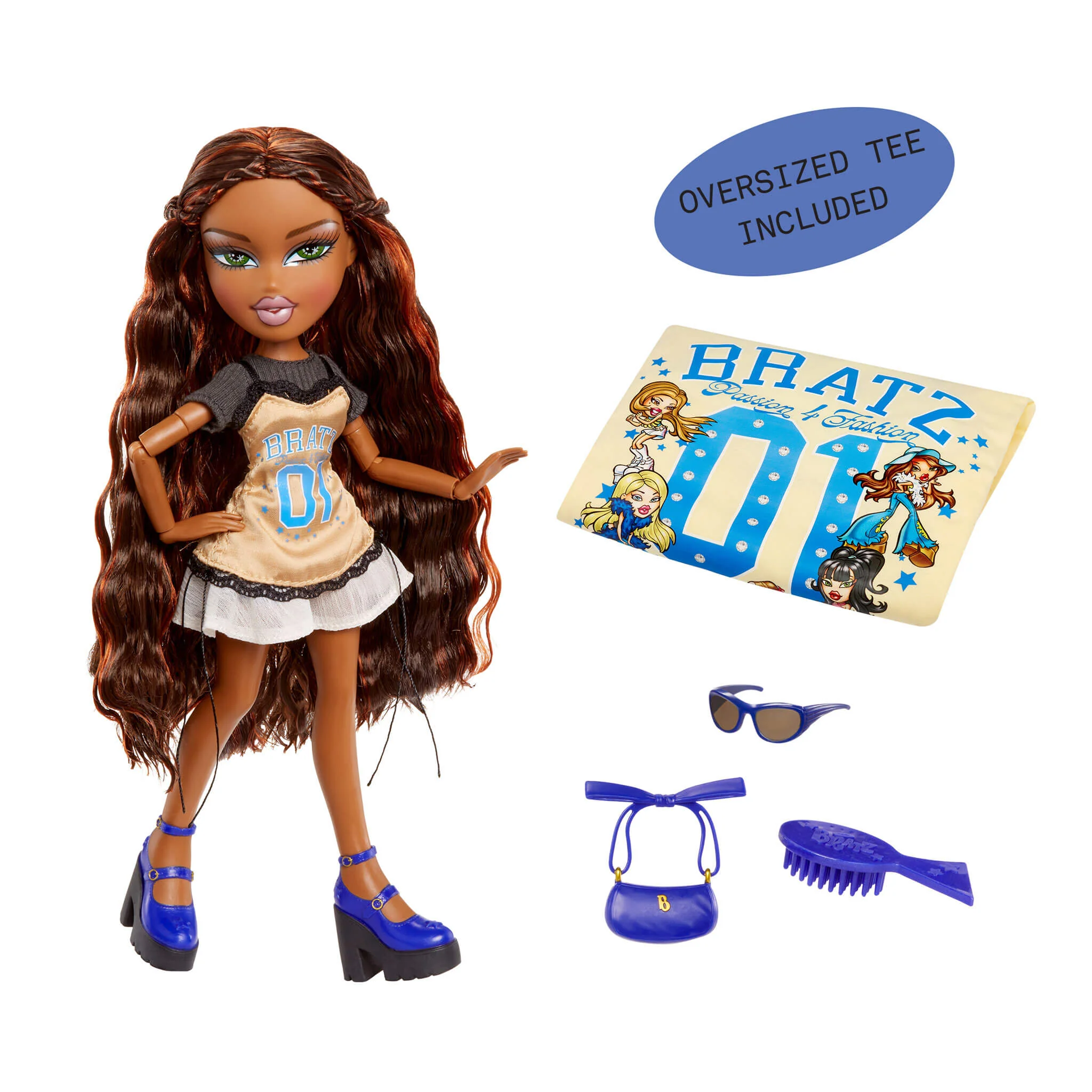 Bratz Stylin' Sasha Fashion Doll with Customizable T-Shirt for You and Accessories