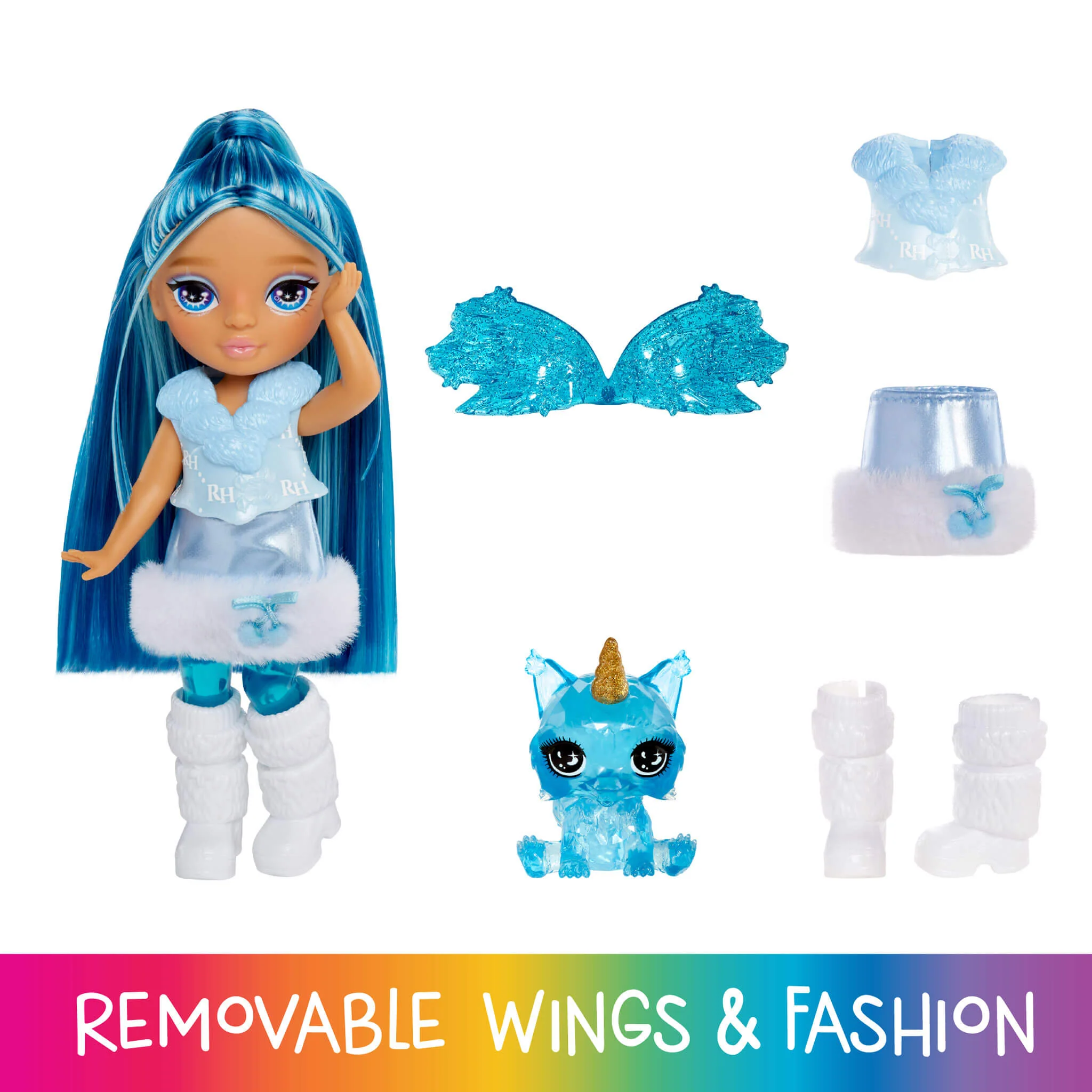 155-rainbow-high-littles-rainbow-fantasy-fairies-with-pet-sapphire-blue-5-5-posable-small-doll-fantasy-dog-pet-3.webp Rainbow High Littles Rainbow Fantasy Fairies with Pet – Sapphire, Blue, 5.5" Posable Small Doll & Fantasy Dog Pet