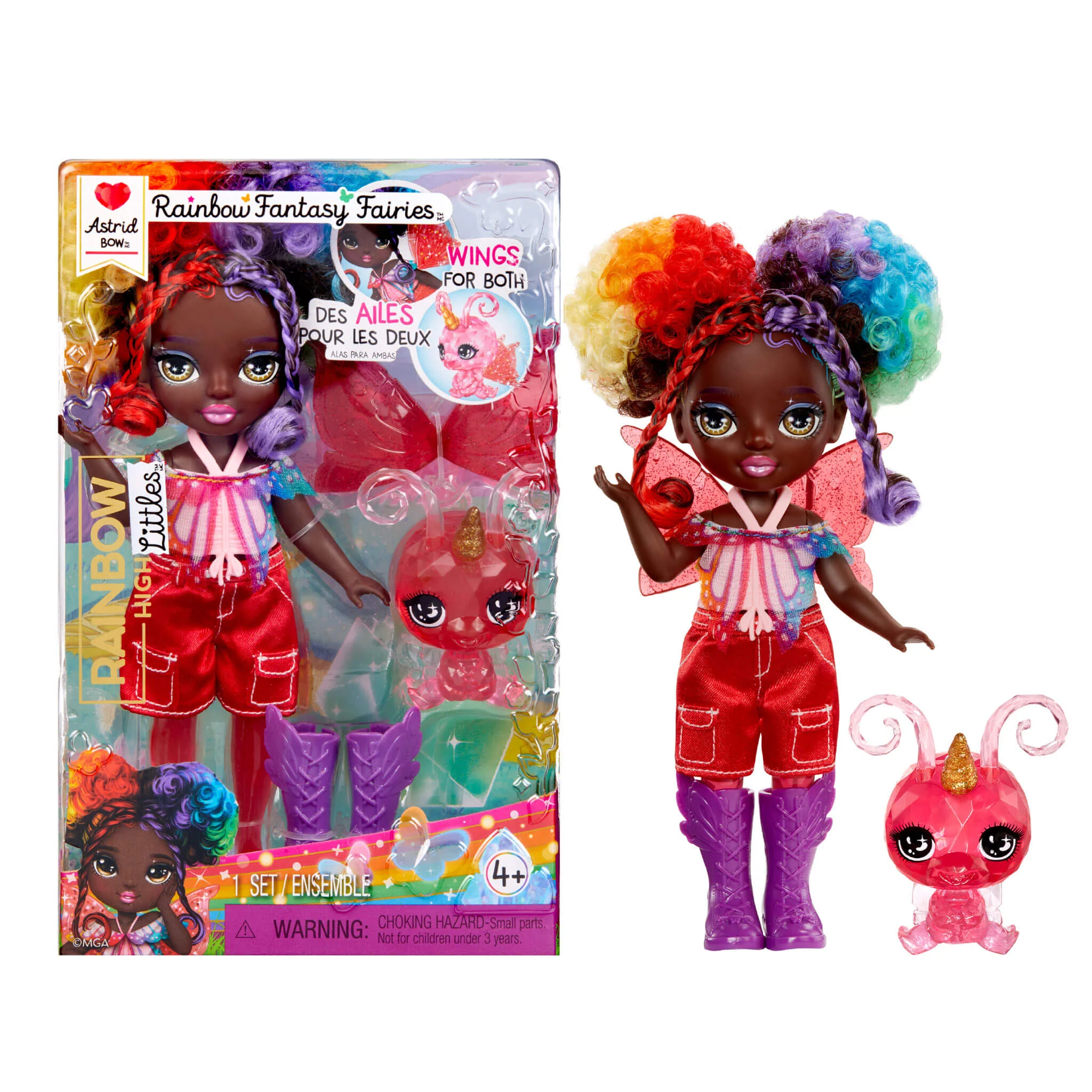 Rainbow High Littles Rainbow Fantasy Fairies with Pet – Astrid, Rainbow, 5.5" Posable Small Doll & Fantasy Butterfly Pet