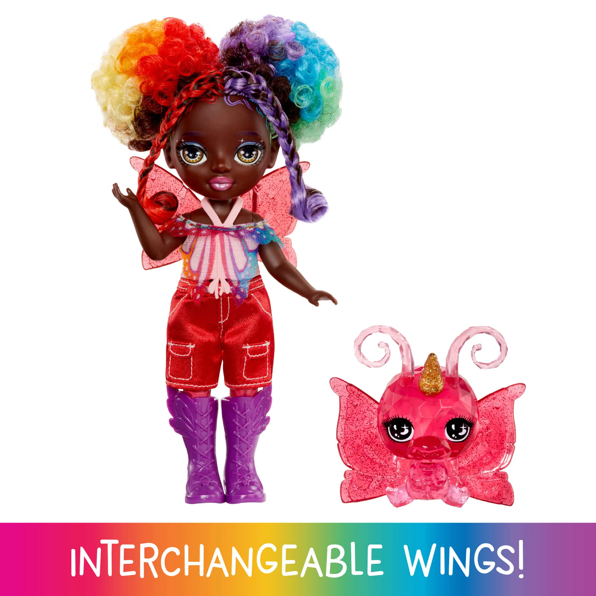 Rainbow High Littles Rainbow Fantasy Fairies with Pet – Astrid, Rainbow, 5.5" Posable Small Doll & Fantasy Butterfly Pet