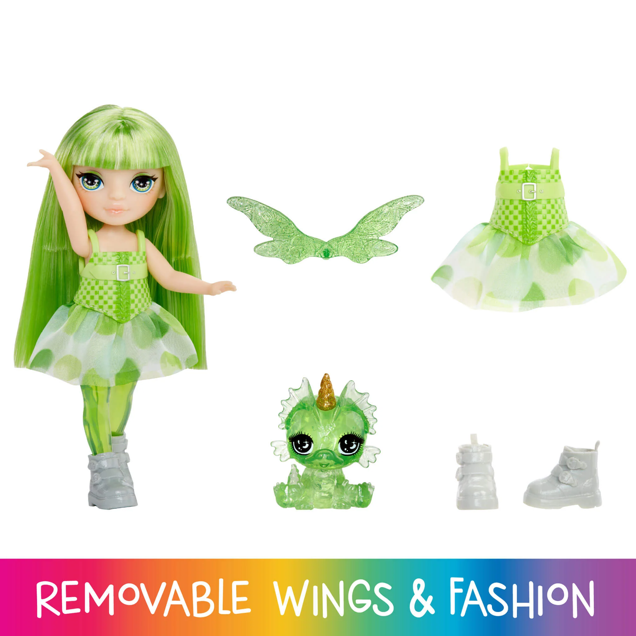 157-rainbow-high-littles-rainbow-fantasy-fairies-with-pet-emerald-green-5-5-small-doll-fantasy-dragon-pet-3.webp Rainbow High Littles Rainbow Fantasy Fairies with Pet – Emerald, Green 5.5" Small Doll & Fantasy Dragon Pet