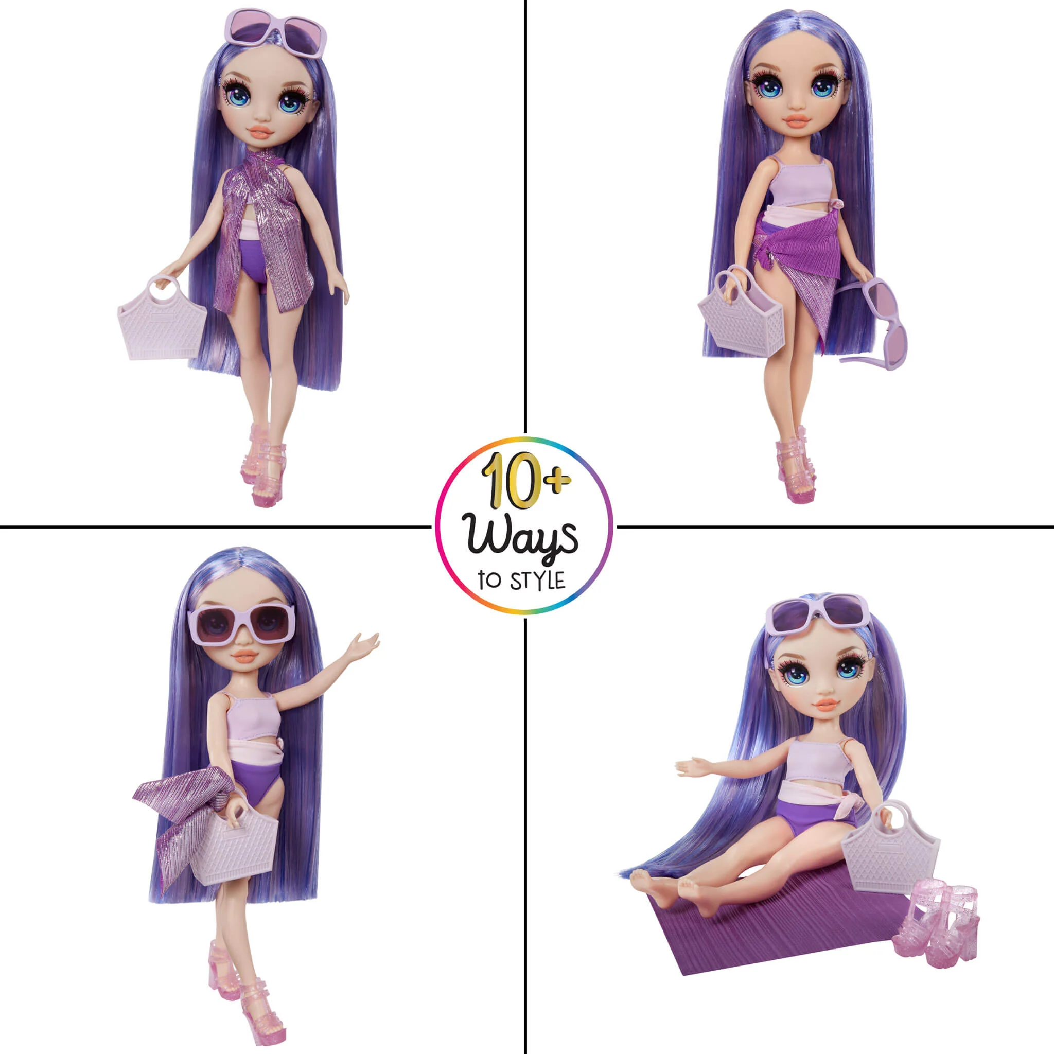 202-rainbow-high-swim-style-violet-purple-11-doll-with-shimmery-wrap-4.webp Rainbow High Swim & Style Violet (Purple) 11” Doll with Shimmery Wrap