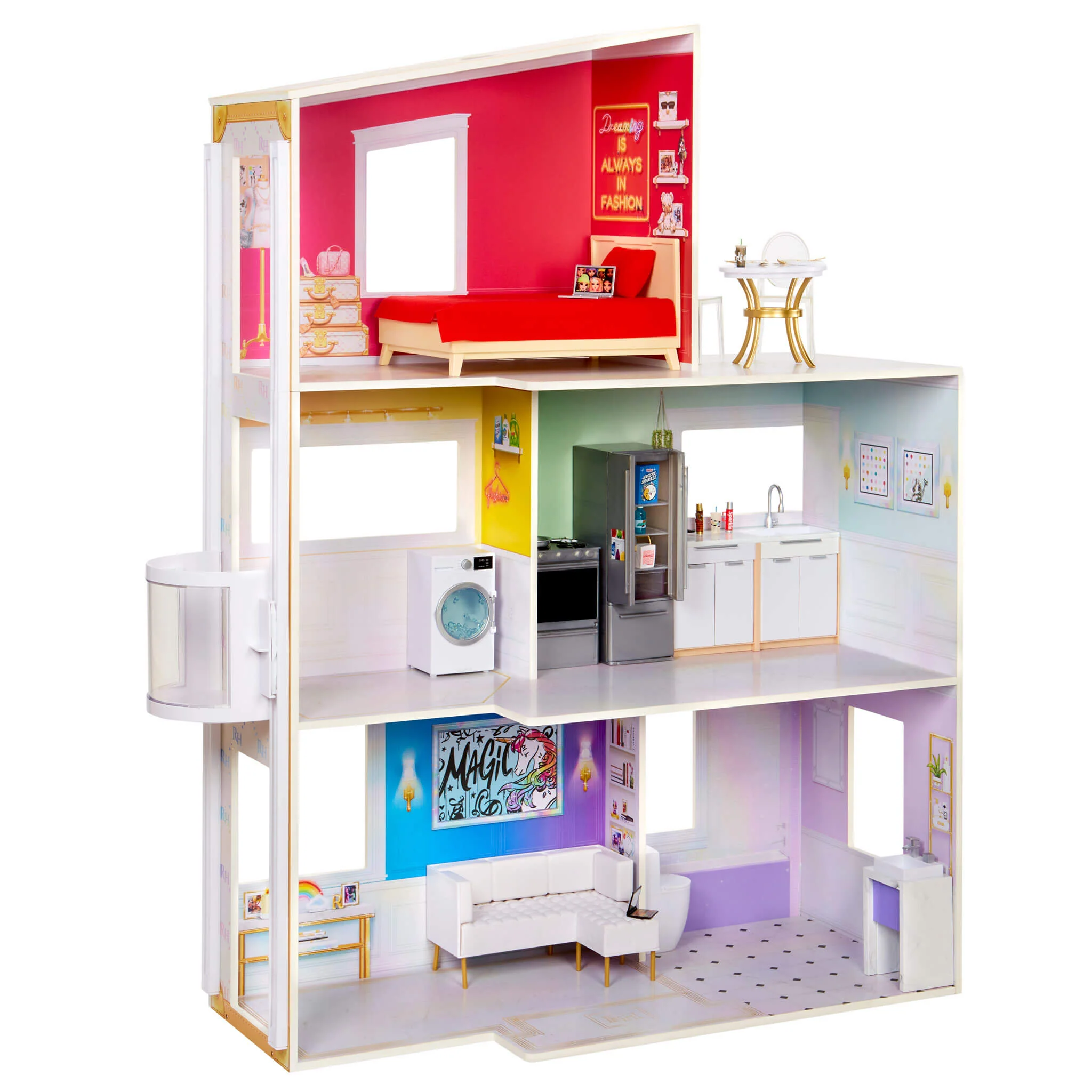 Rainbow High Townhouse - 3-Story Wood Dollhouse Playset
