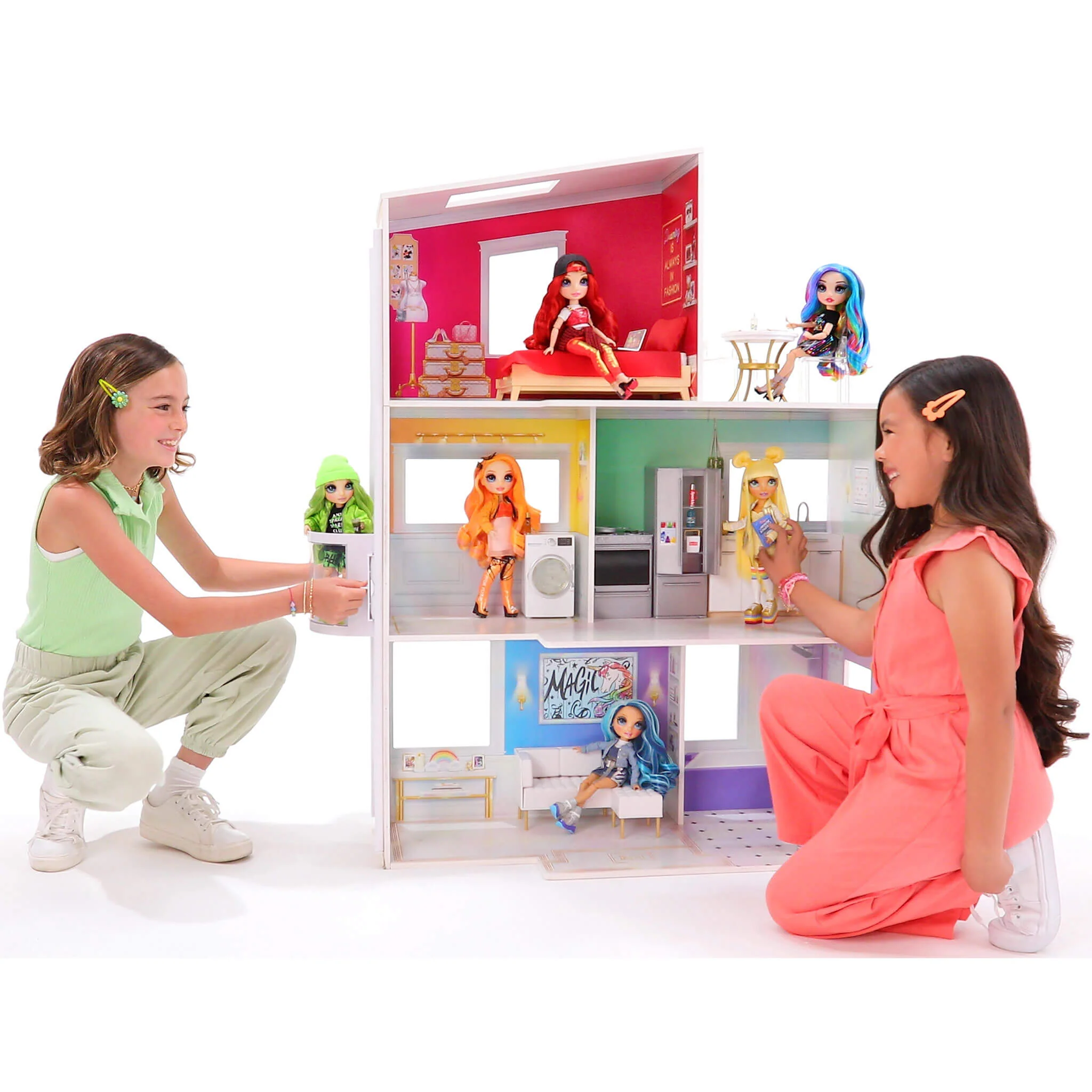 Rainbow High Townhouse - 3-Story Wood Dollhouse Playset