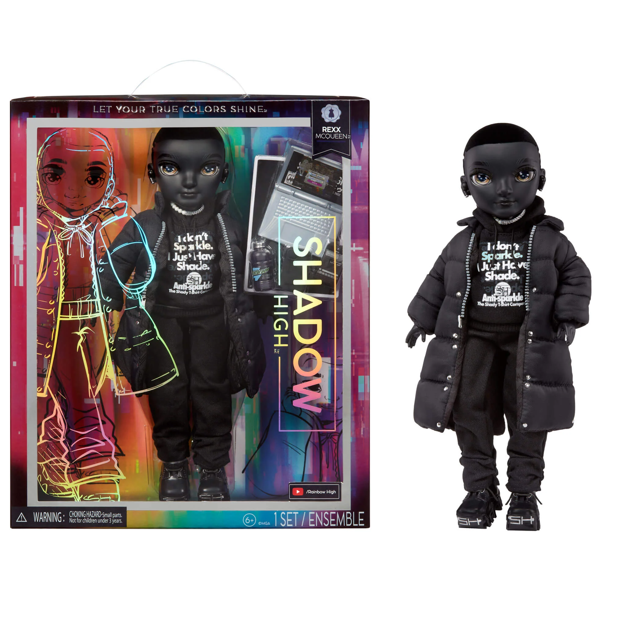 Rainbow High Shadow High Rexx McQueen - Black Color Fashion Doll