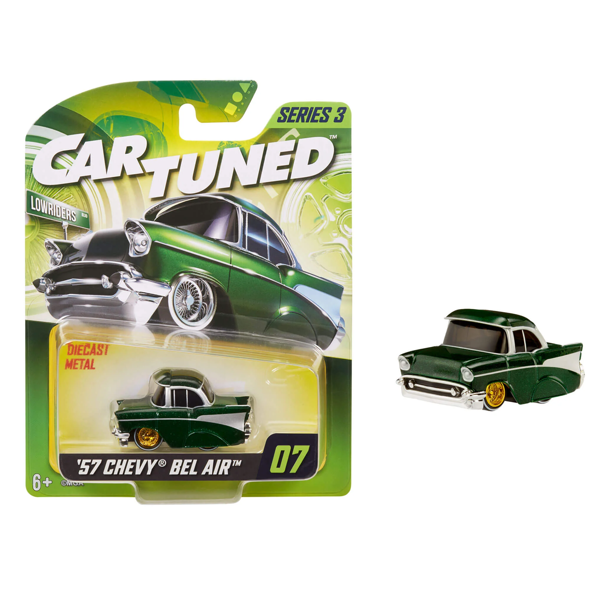 CarTuned Series 3 - 1957 Chevy Bel Air (Lowrider) - Kandy Green Diecast Vehicle
