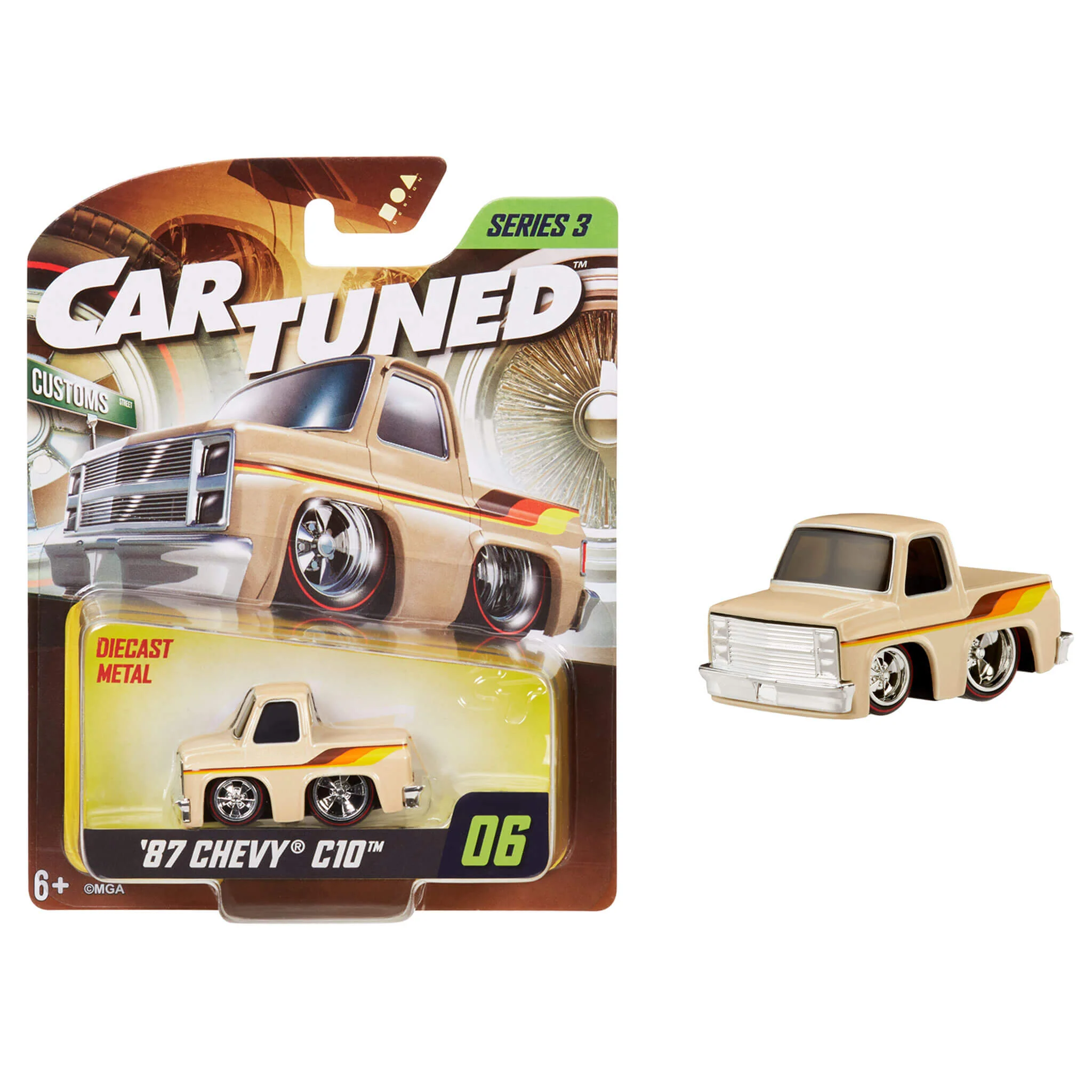 CarTuned Series 3 - 1987 Chevy C10 (Custom) - M Tan Diecast Vehicle