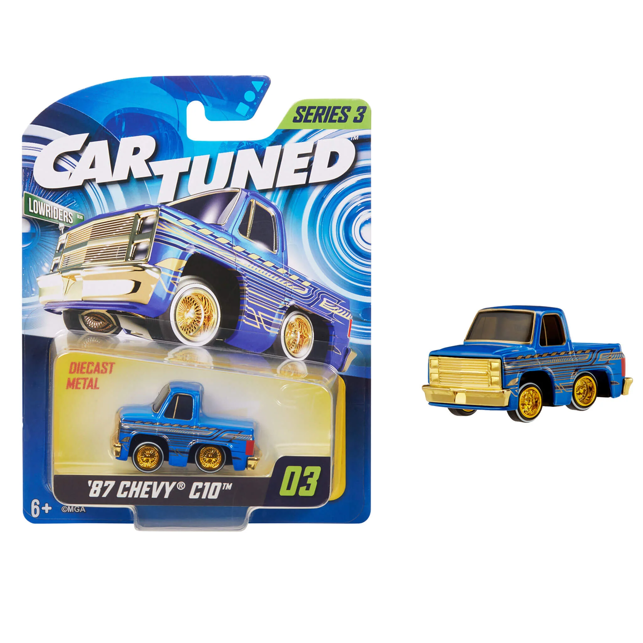 CarTuned Series 3 - 1987 Chevy C10 (Lowrider) - Kandy Blue Diecast Vehicle