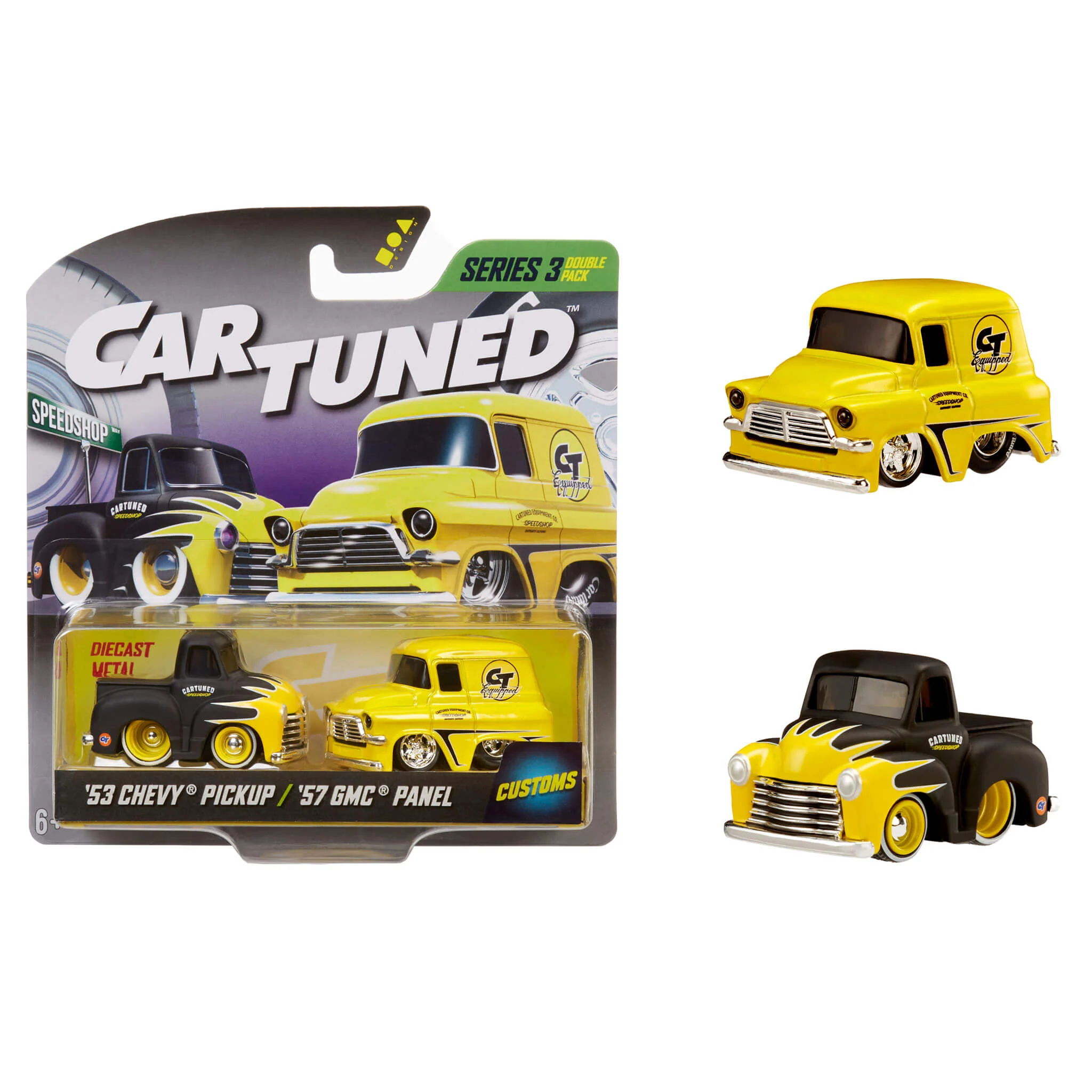 CarTuned 2 Pack Asset Series 3 - Speedshop, 1953 Chevy Pickup, 1957 GMC Panel Diecast Vehicles