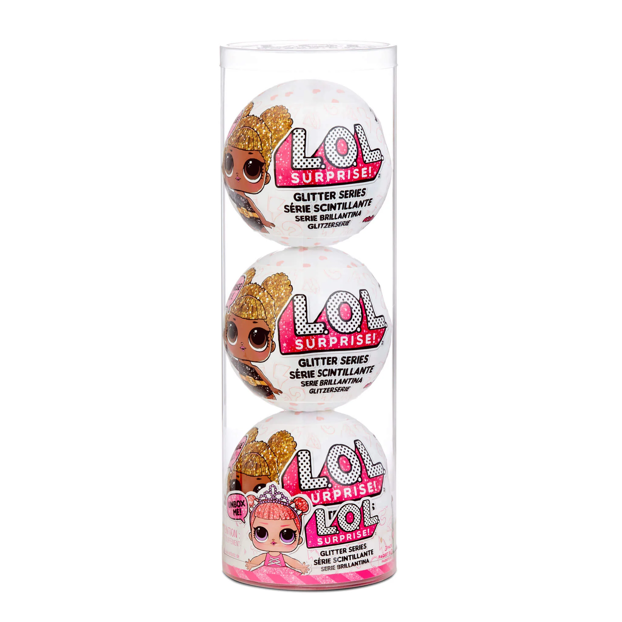 LOL Surprise Glitter 3-Pack- Style 2 - 3 Re-released Dolls Each with 7 Surprises