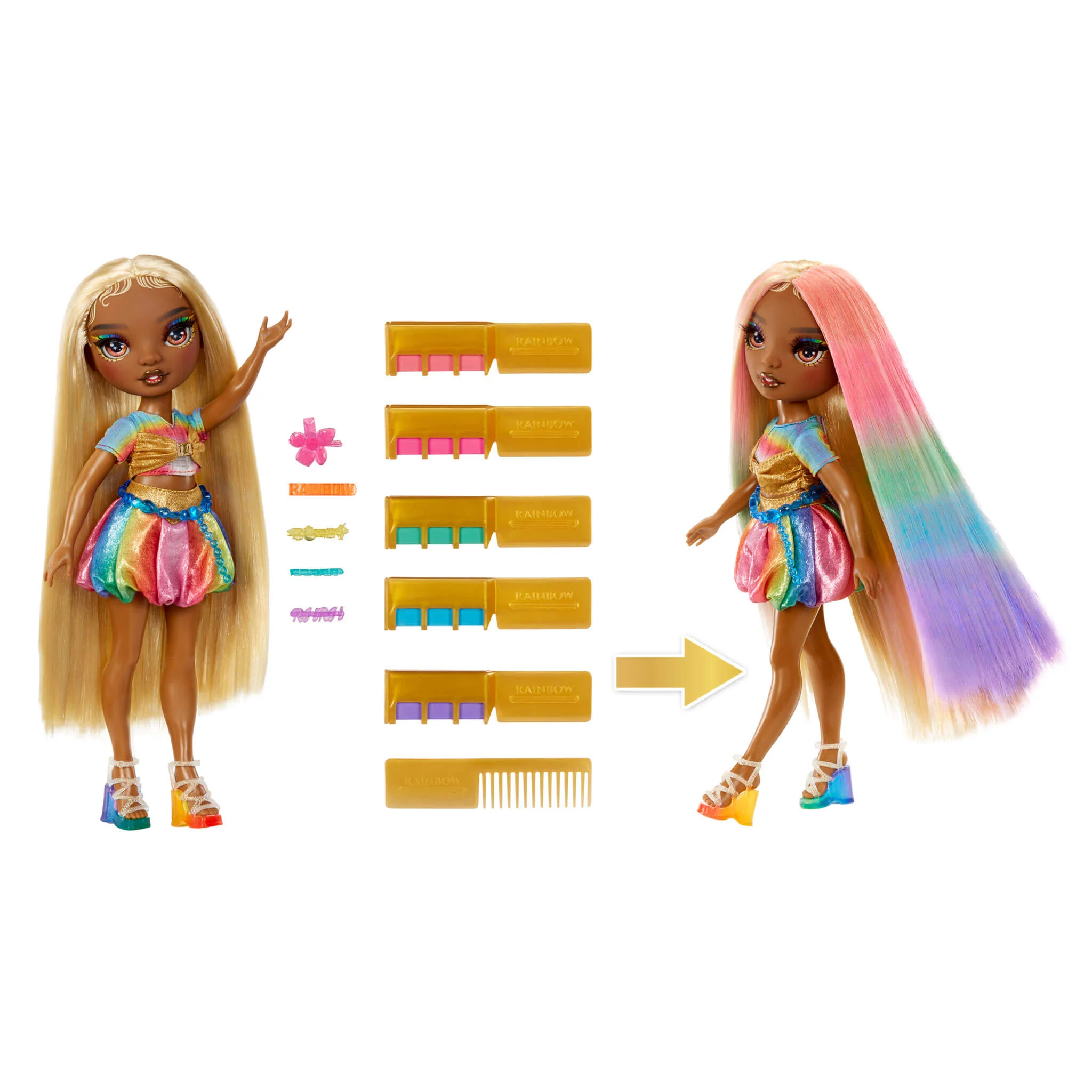 Rainbow High Hair Chalk & Style Meline - Gold 11” Fashion Doll