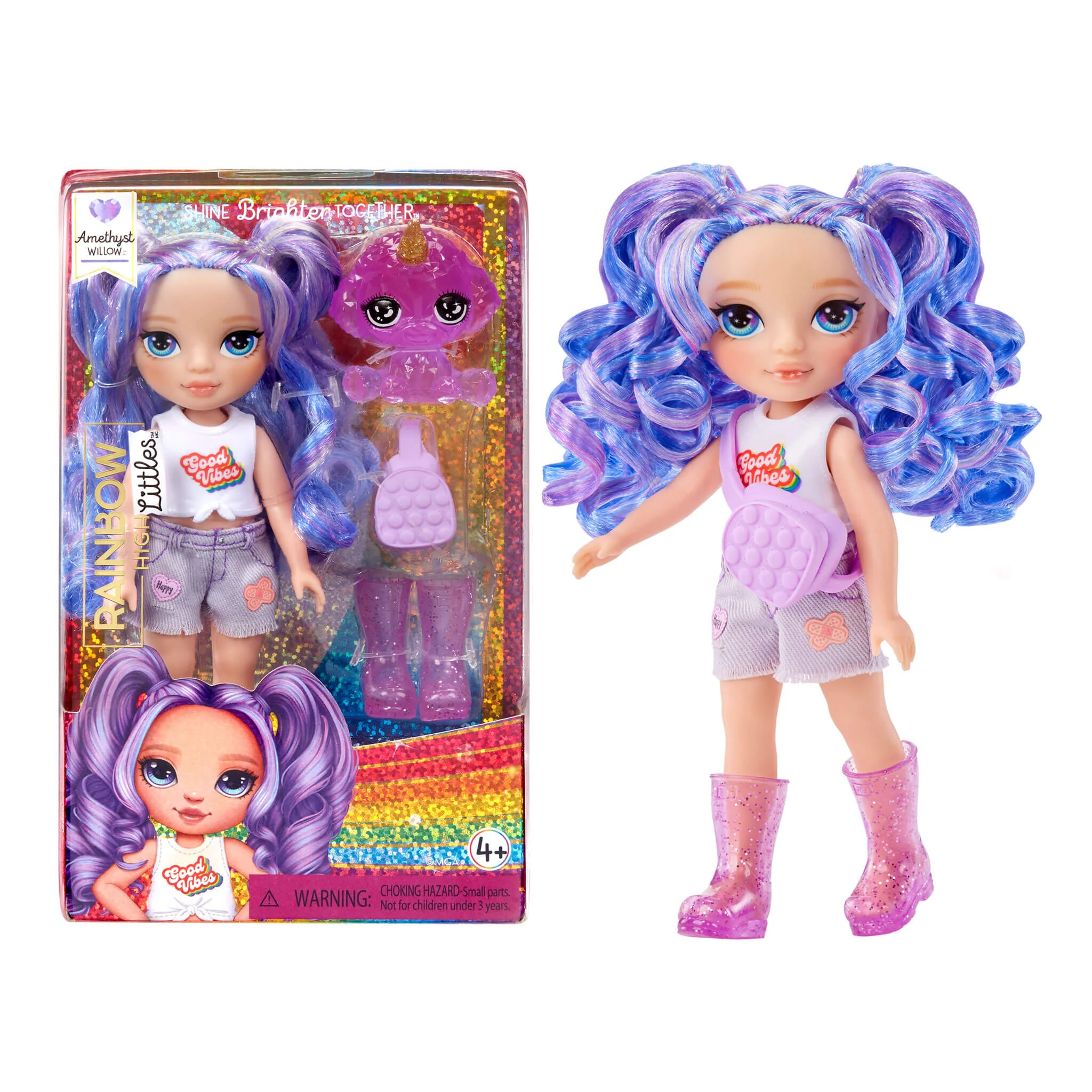 Rainbow High Littles Amethyst Willow, Purple, 5.5" Posable Small Doll