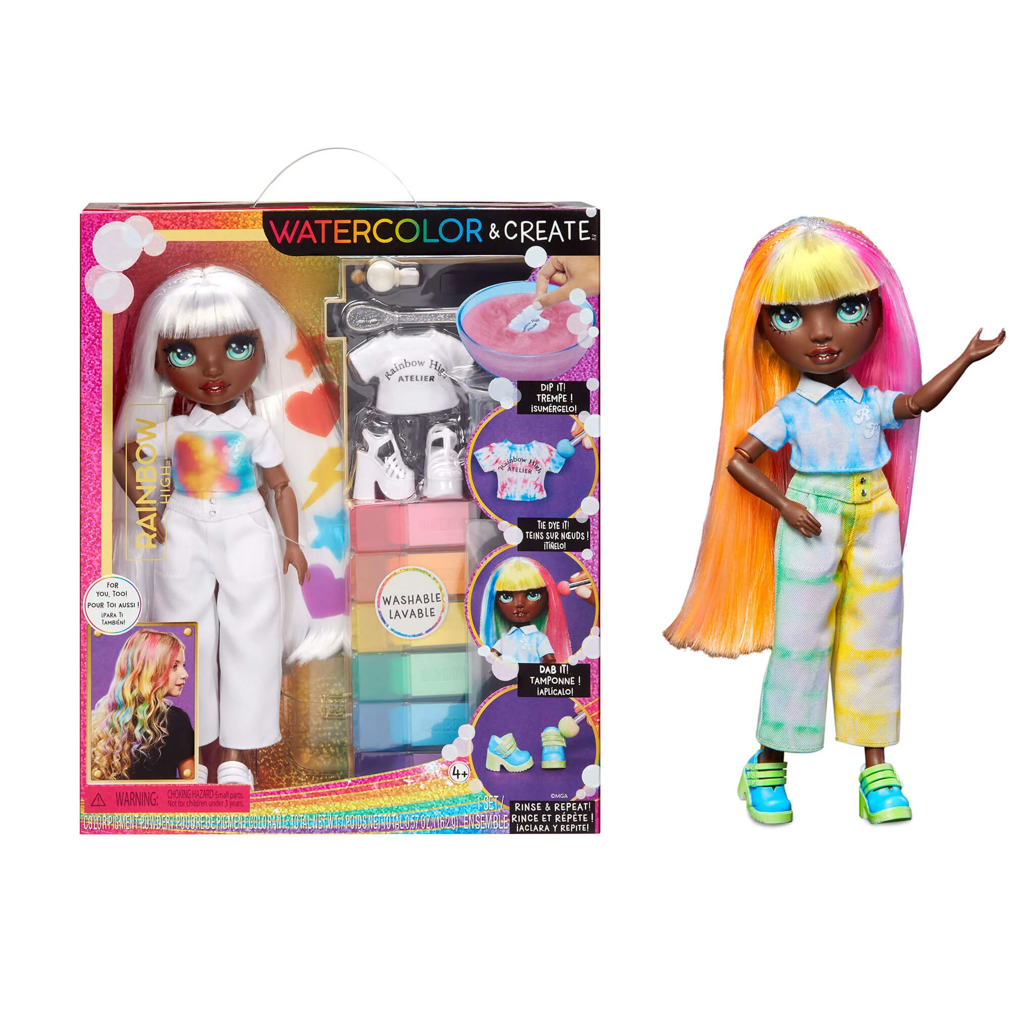 402-rainbow-high-watercolor-create-fashion-diy-doll-green-eyes-with-washable-watercolors-and-tie-dye-kit-1.webp Rainbow High Watercolor & Create Fashion DIY Doll, Green Eyes with Washable Watercolors and Tie-Dye Kit