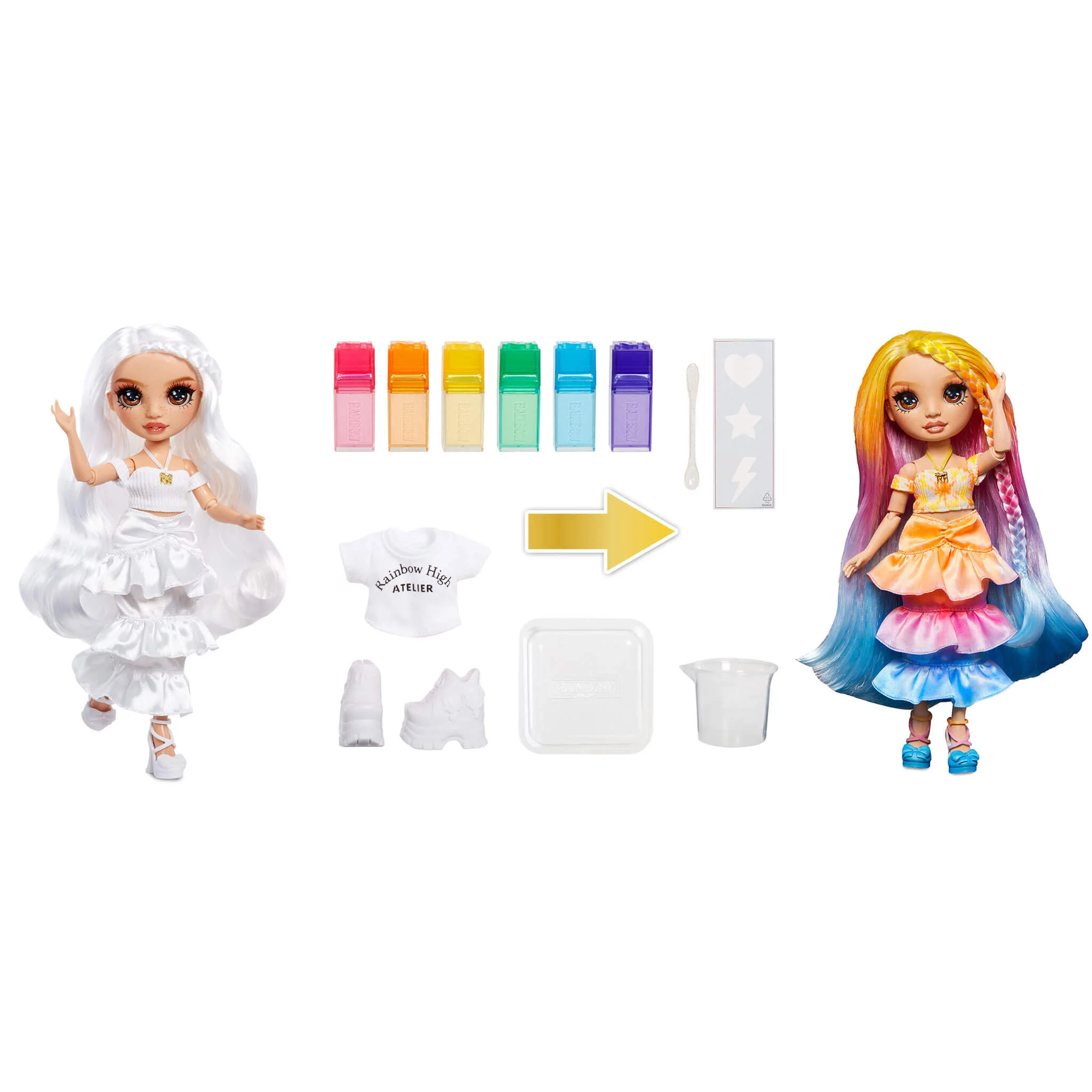 Rainbow High Watercolor & Create Fashion DIY Doll, Brown Eyes with Washable Watercolors and Tie-Dye Kit