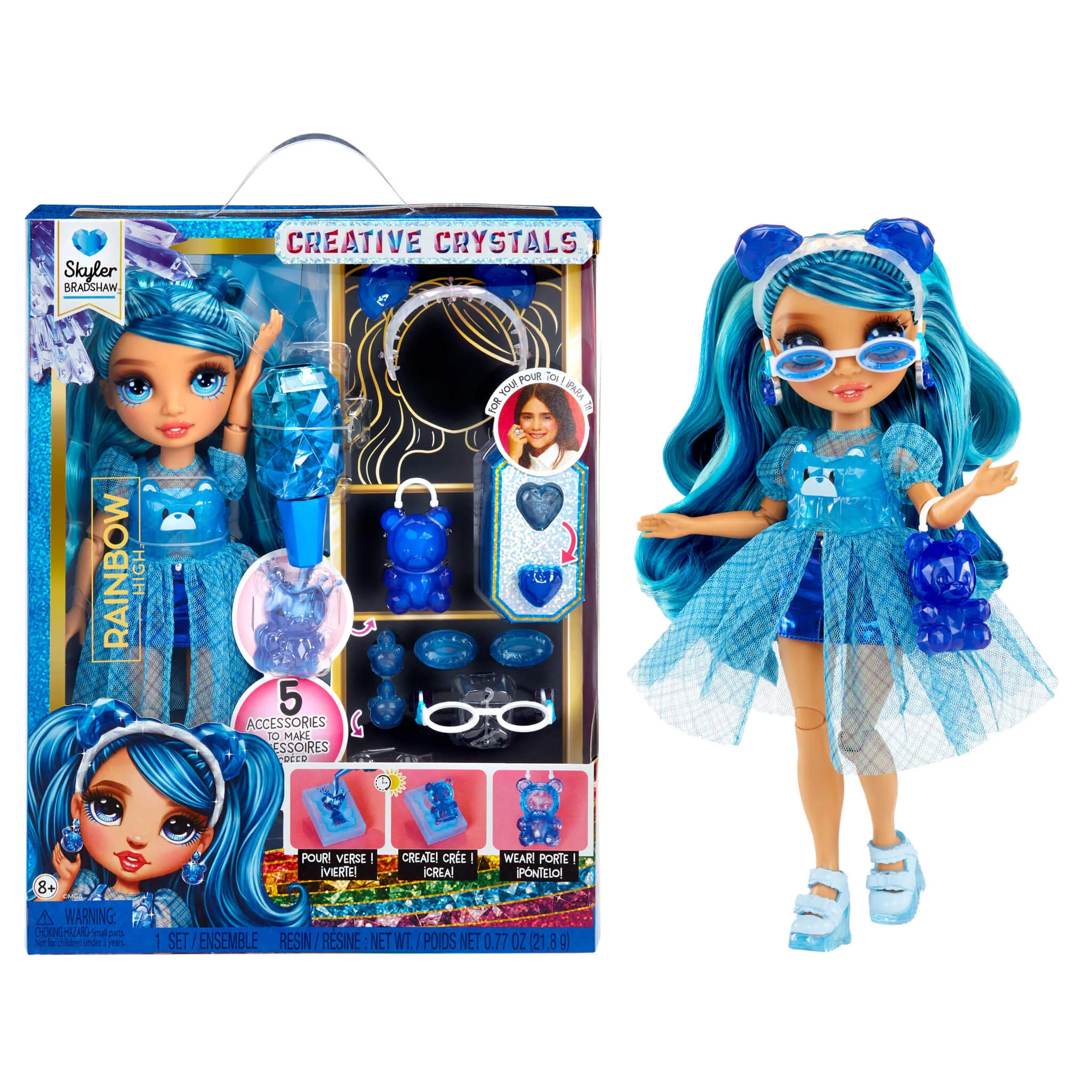 Rainbow High Creative Crystals Skyler – Blue 11” Fashion Doll with Crystal Accessory Make It Kit