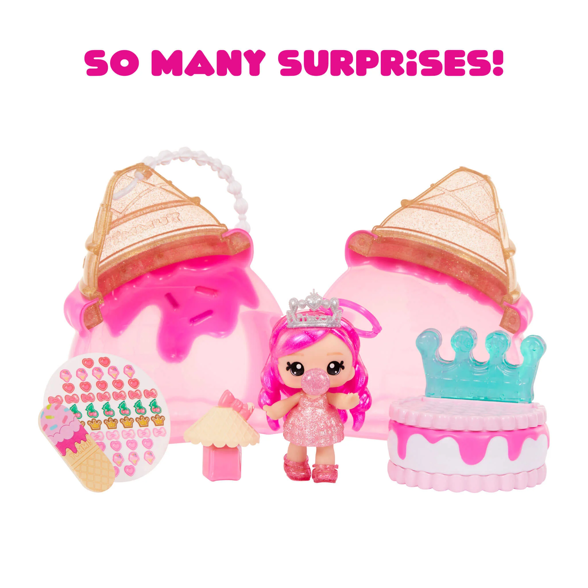 Yummiland Beauty Bag Playset + Lip Gloss Doll - Ice Cream Bag with Exclusive Bianca Bubbglegum Doll