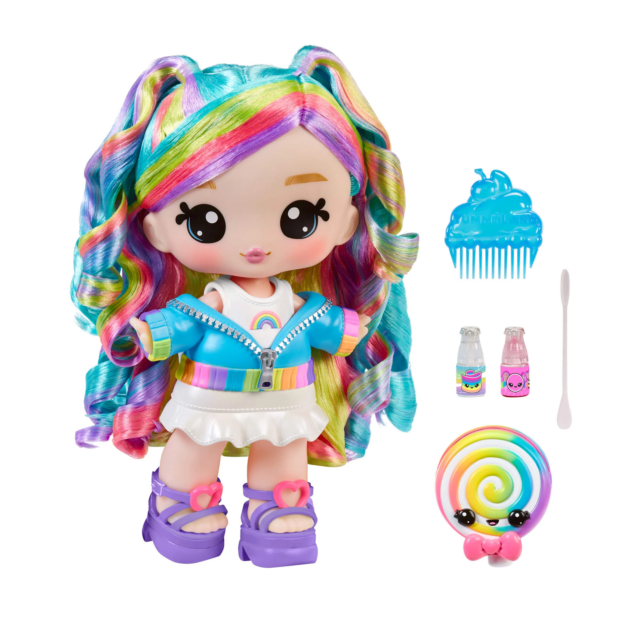 Yummiland Large Doll + Lipgloss Pet - Skyler Rainbow Belt