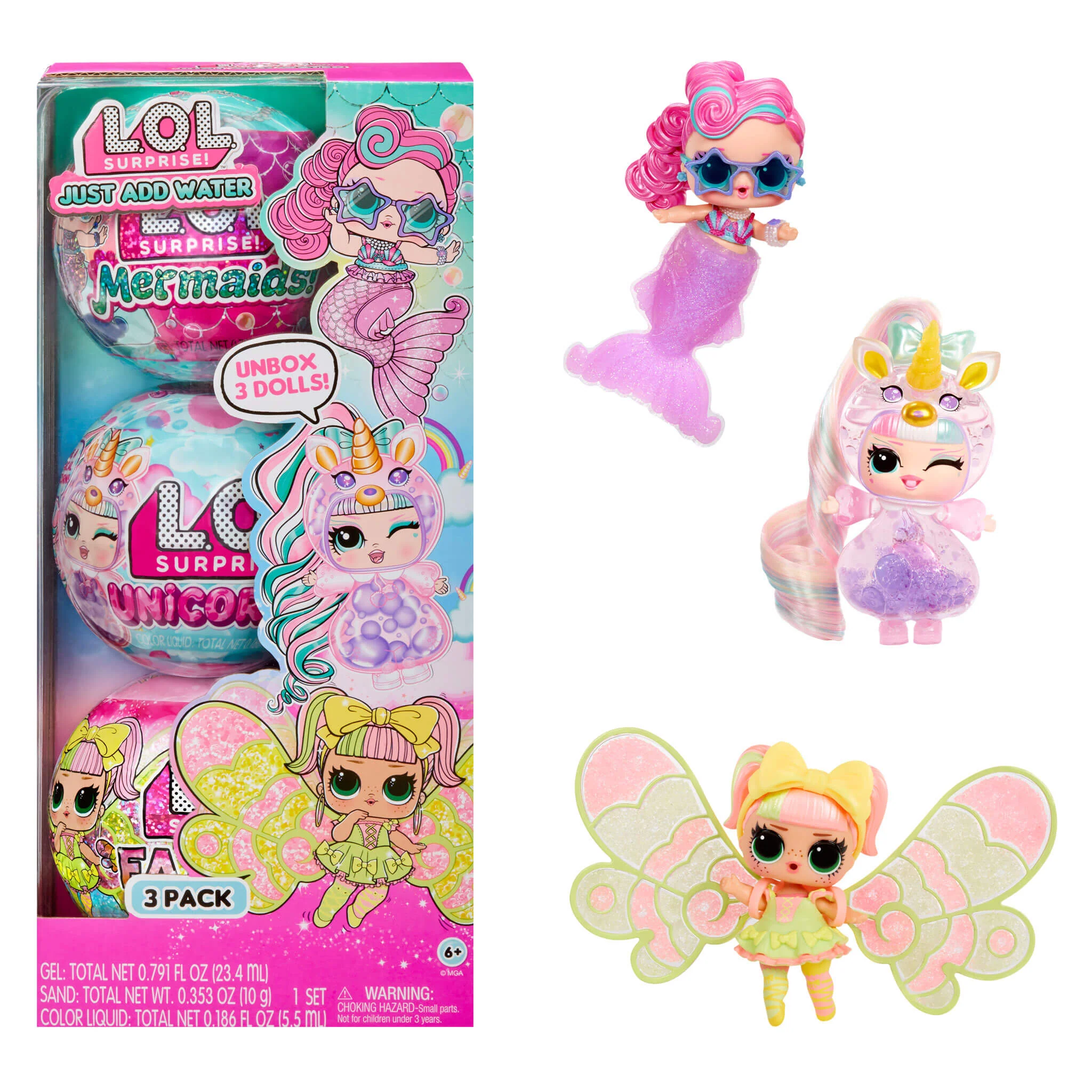 LOL Surprise Tots Just Add Water 3-Pack with 3 Make-Your-Own Fantasy Dolls