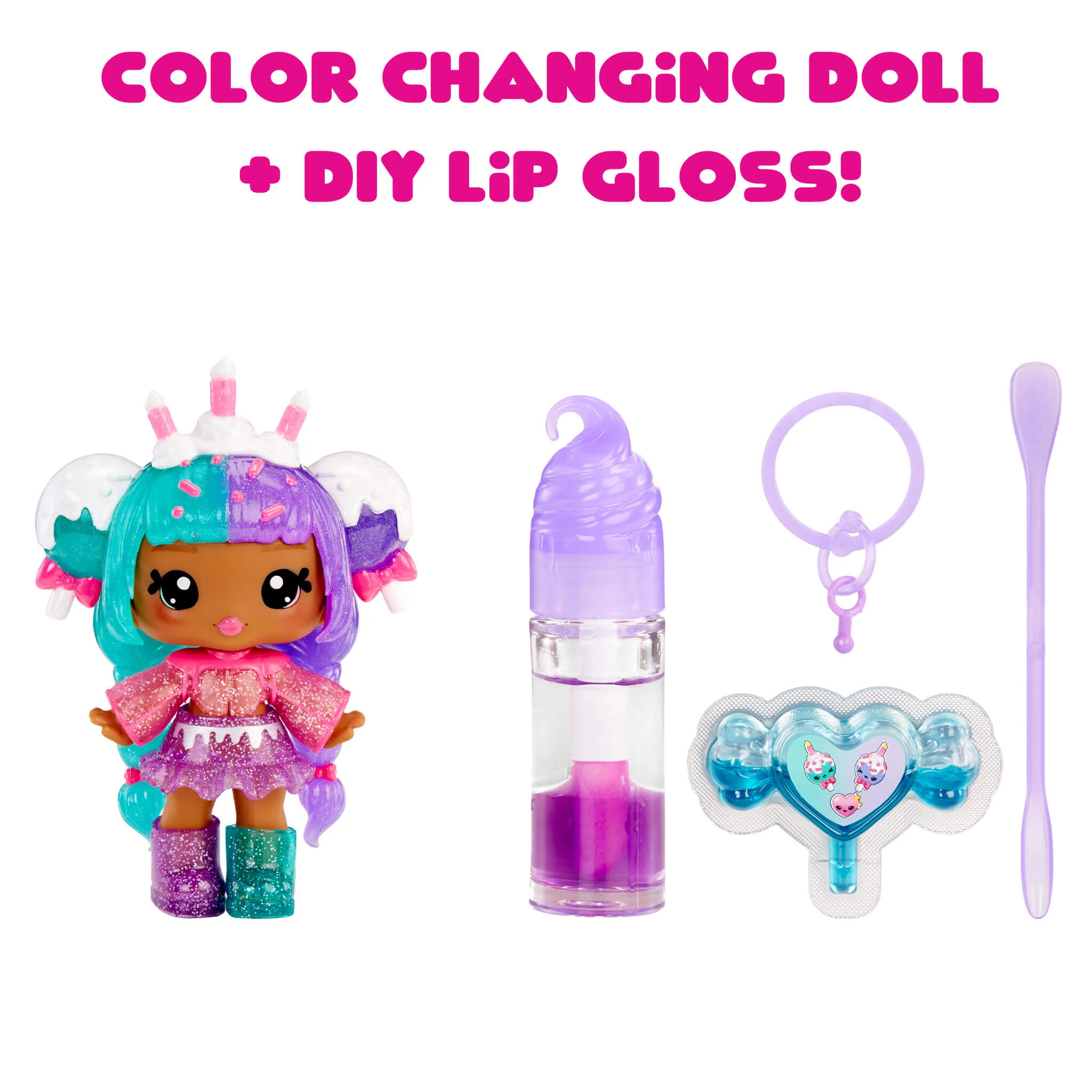 Yummiland Lip Gloss Doll: Mystery Color Change - Carly Cakepop